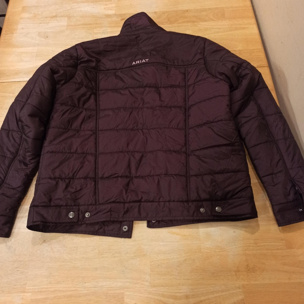 Ariat Women's REAL Puffer Trucker Jacket, Mulberry Wine Size Medium - Picture 2 of 10